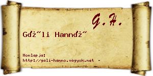 Gáli Hannó névjegykártya